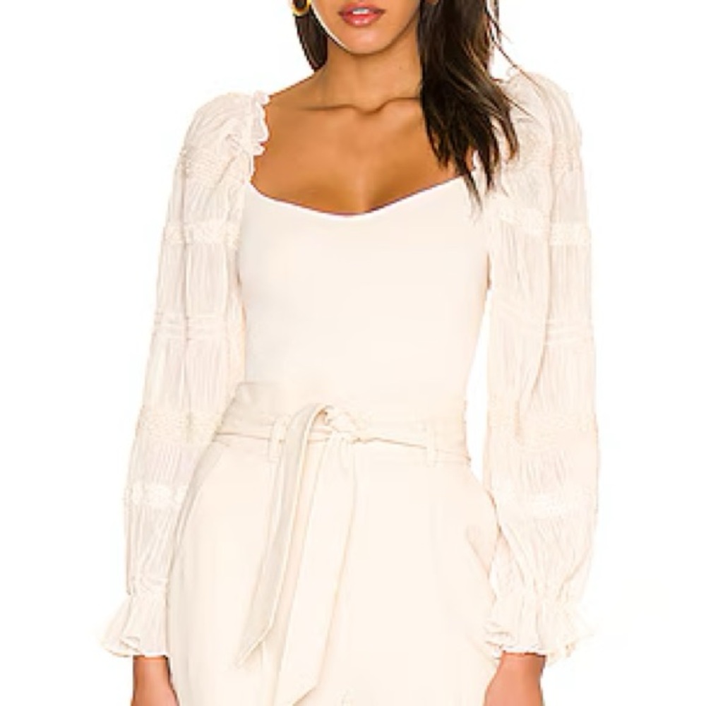 ASTR the Label Gillian Bodysuit in Cream puff sleeve